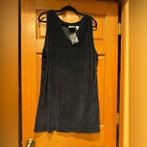 New ERIKA Studio Black Velveteen Jumper Dress Pullover size Small